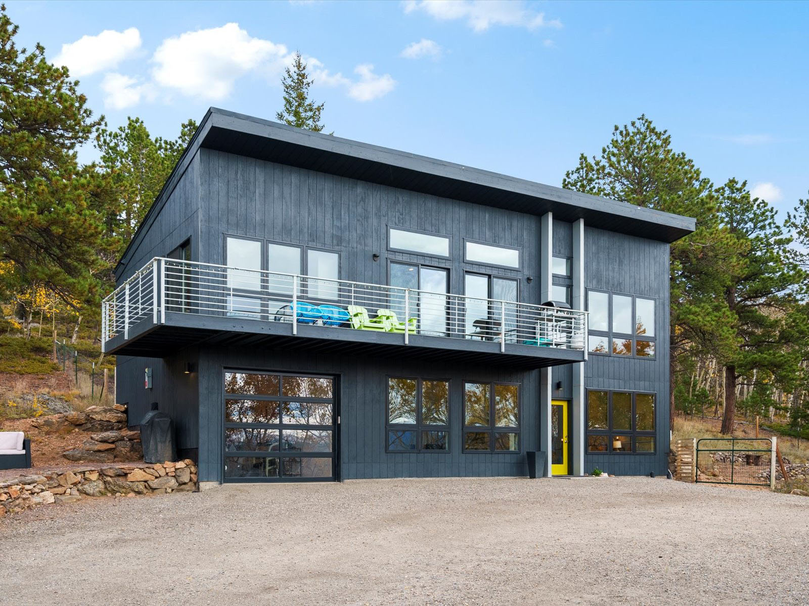 Back of the two-story modern house