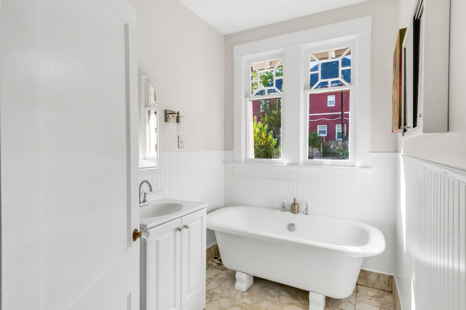 Bathroom with a freestanding tub