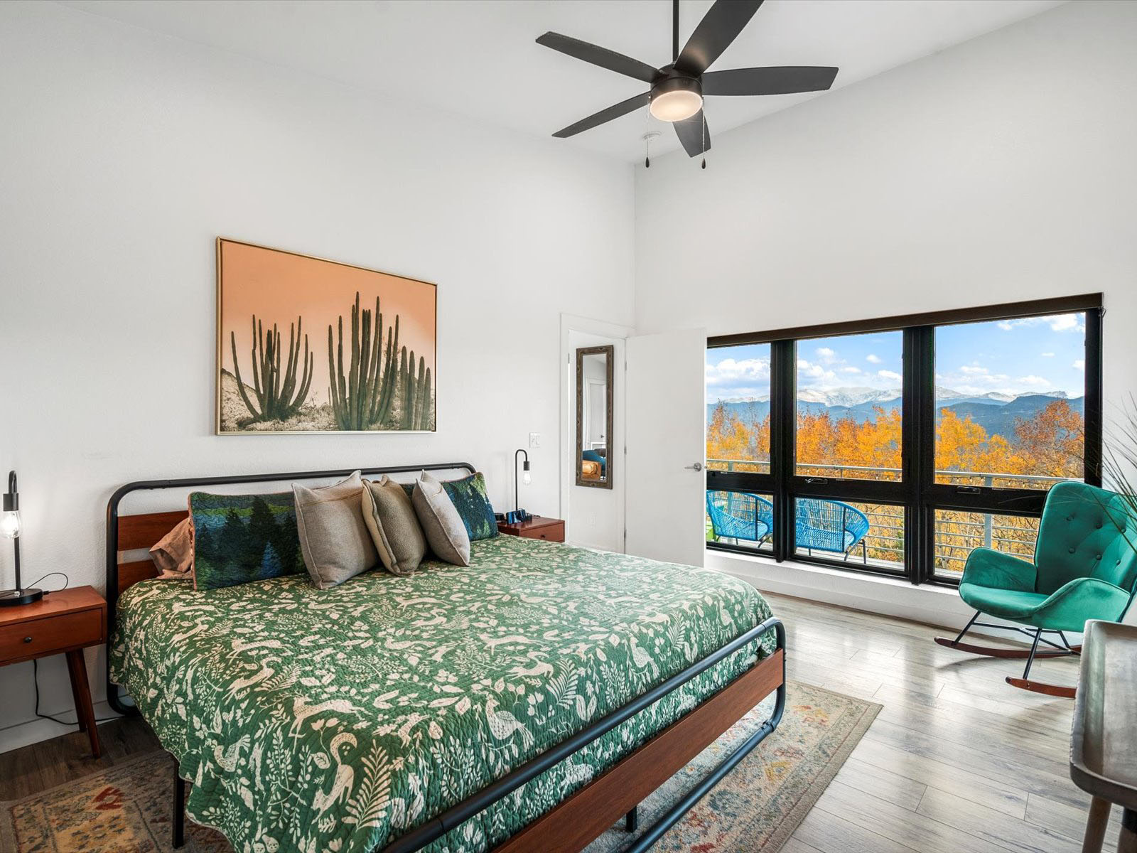 Bedroom with large windows