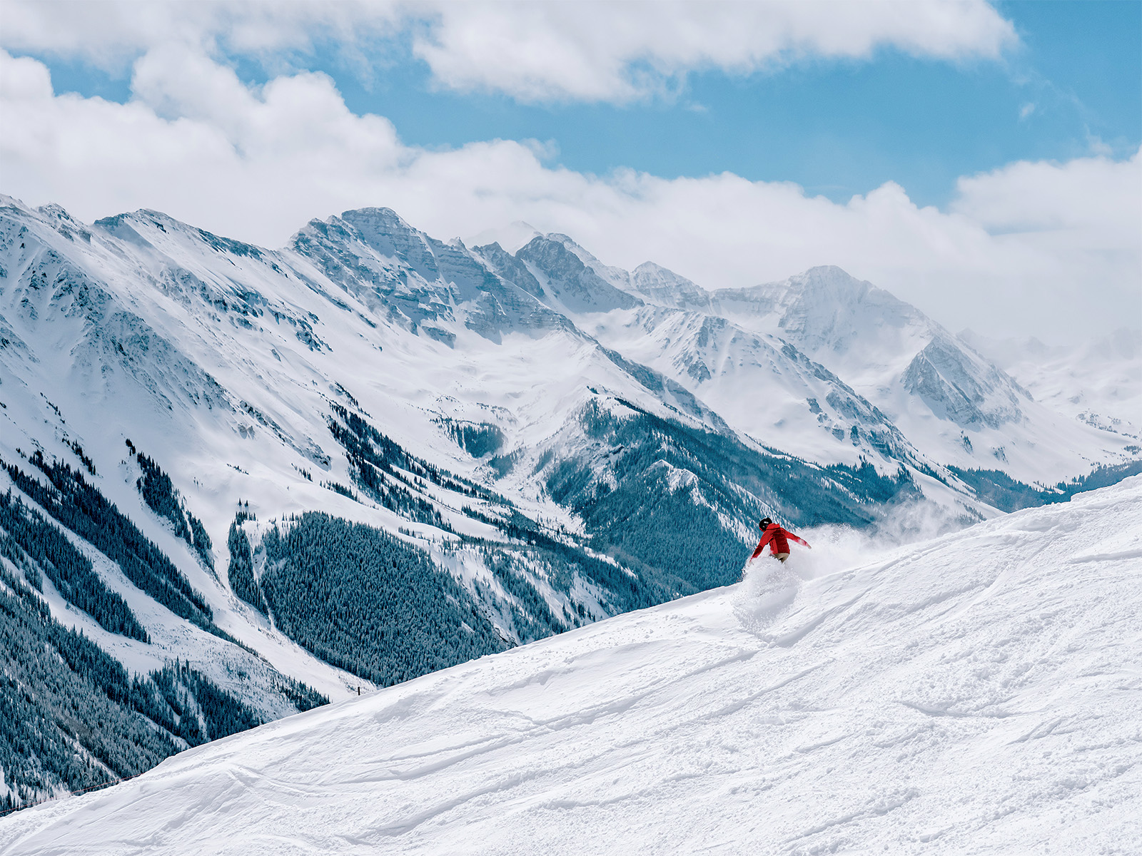 A skier at Aspen Highlands in Colorado