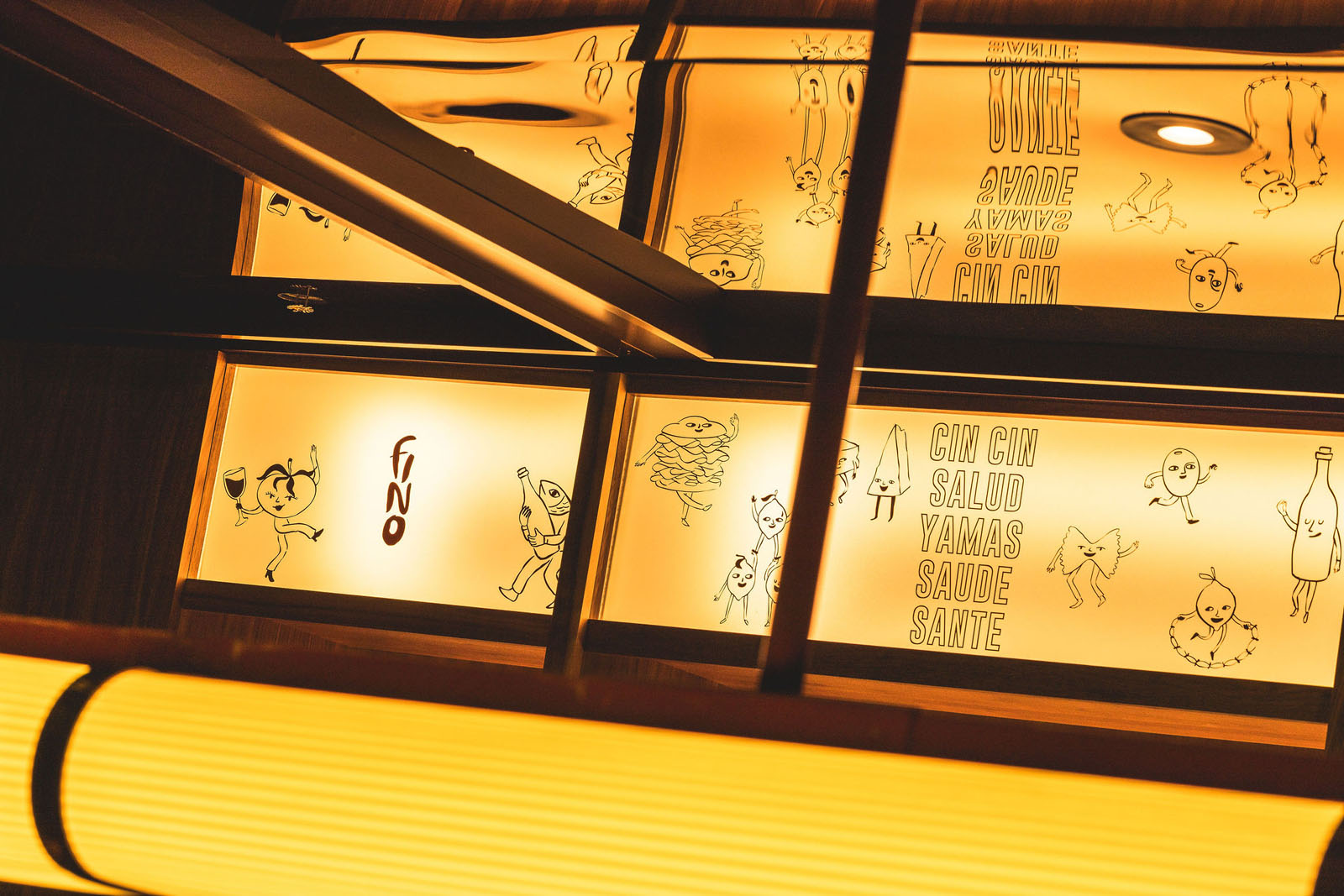 Fino etchings above the bar