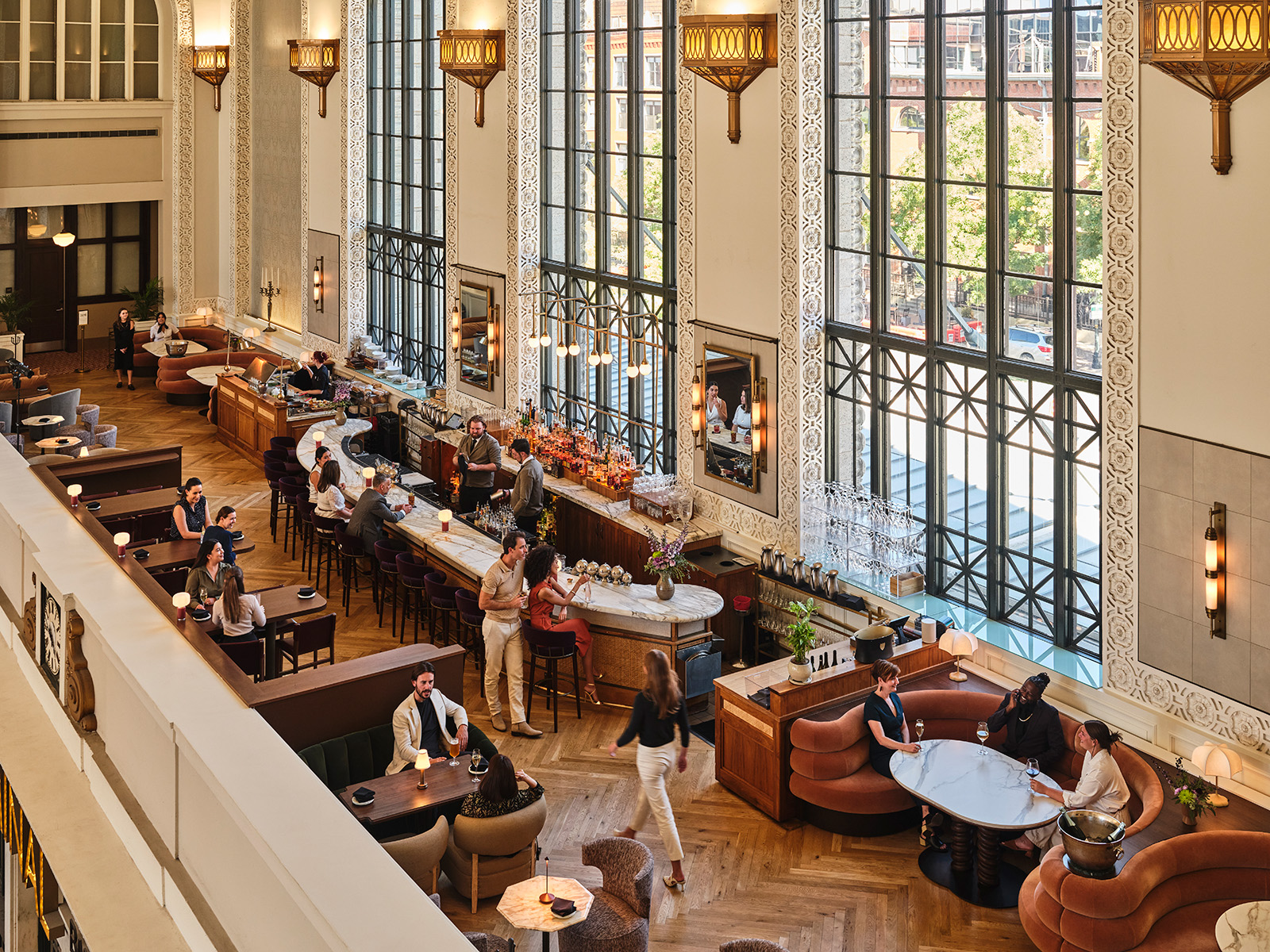 Swanky bar with big windows