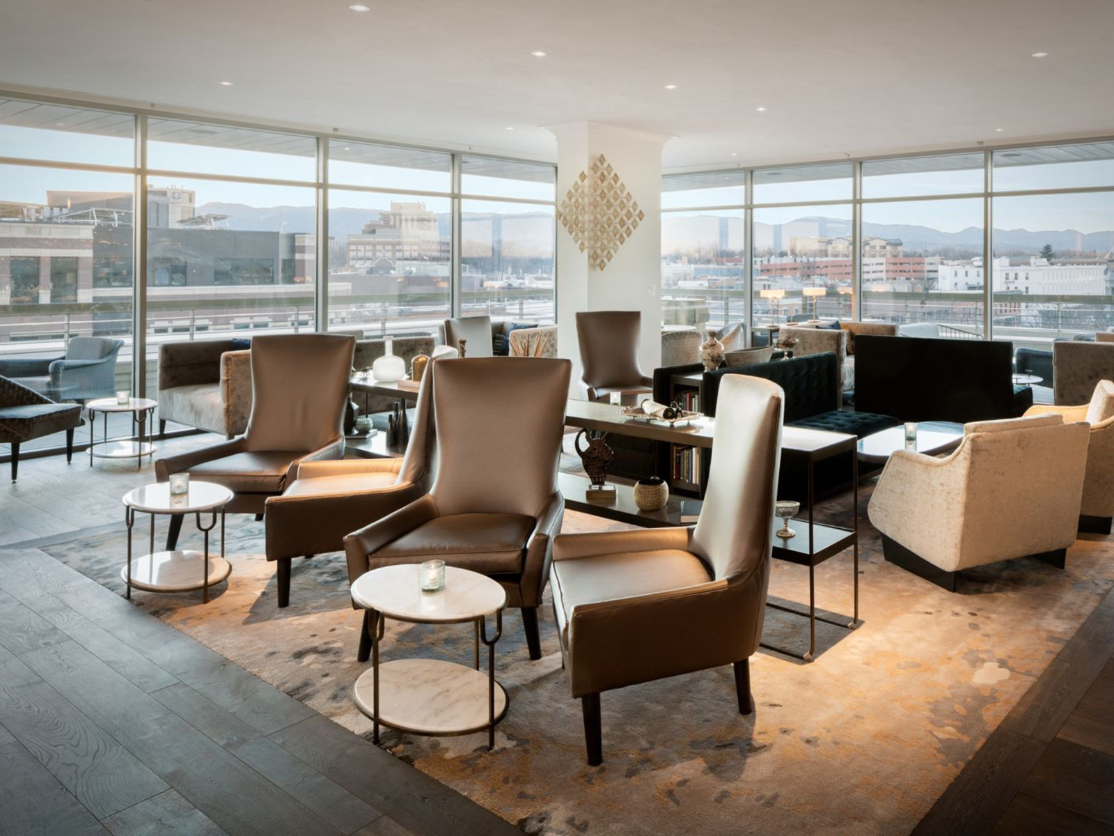 Lounge with floor-to-ceiling windows