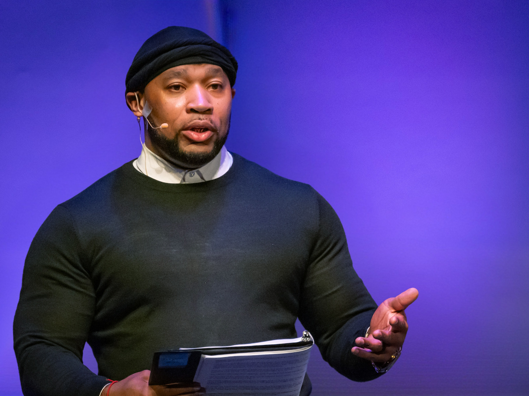 A man performing a monologue 