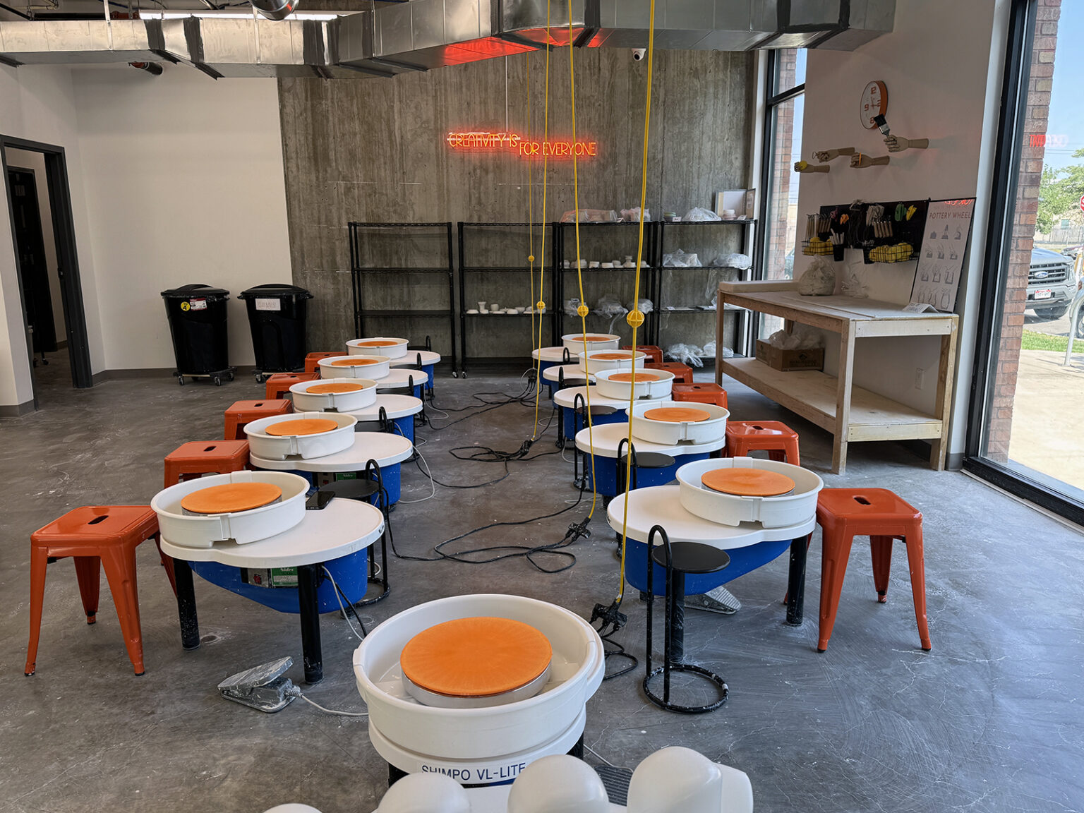 Empty pottery wheels