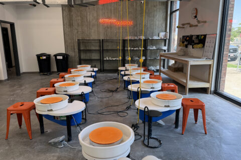 Empty pottery wheels