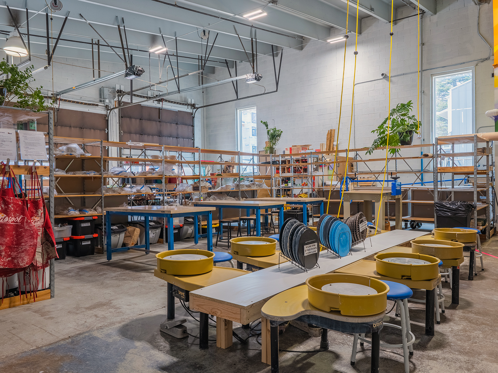 The interior of the Art Spot with pottery wheels