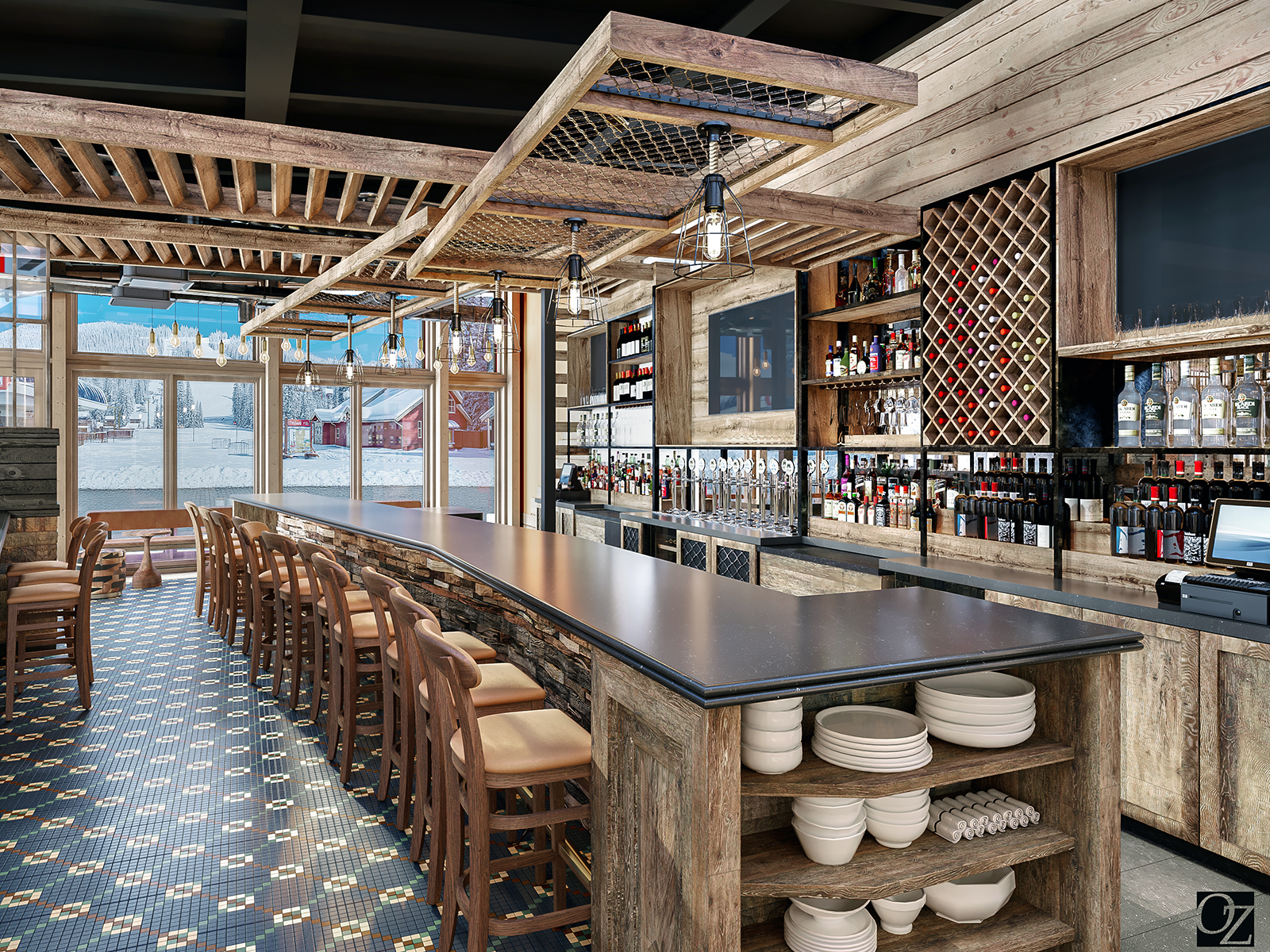 A rendering of Goodz Tavern at Kindred Resort in Keystone