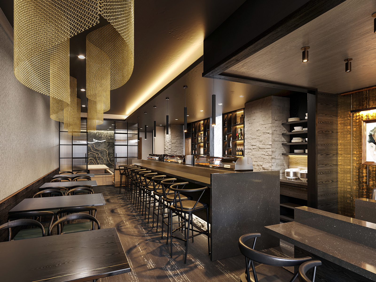 A rendering of Kinji Sushi inside Kindred Resort at Keystone