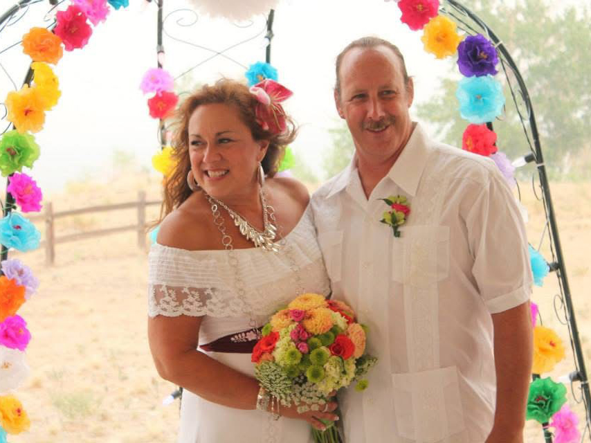 A man and woman on their wedding day