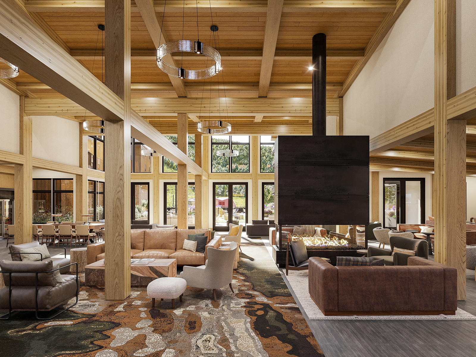 A rendering of the lobby at Kindred Resort in Keystone