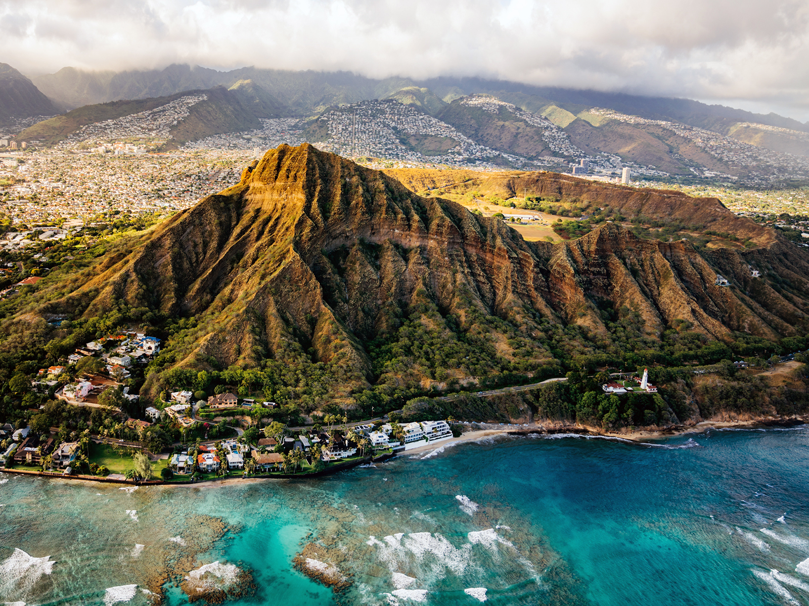 Aerial view of Lē‘ahi, or Diamond Head