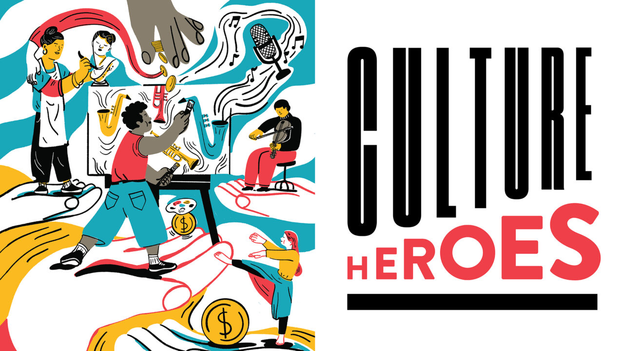 Illustration of painters, musicians, and other artists