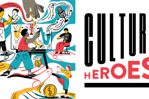 Illustration of painters, musicians, and other artists