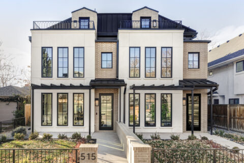 Facade of a modern townhome duplex