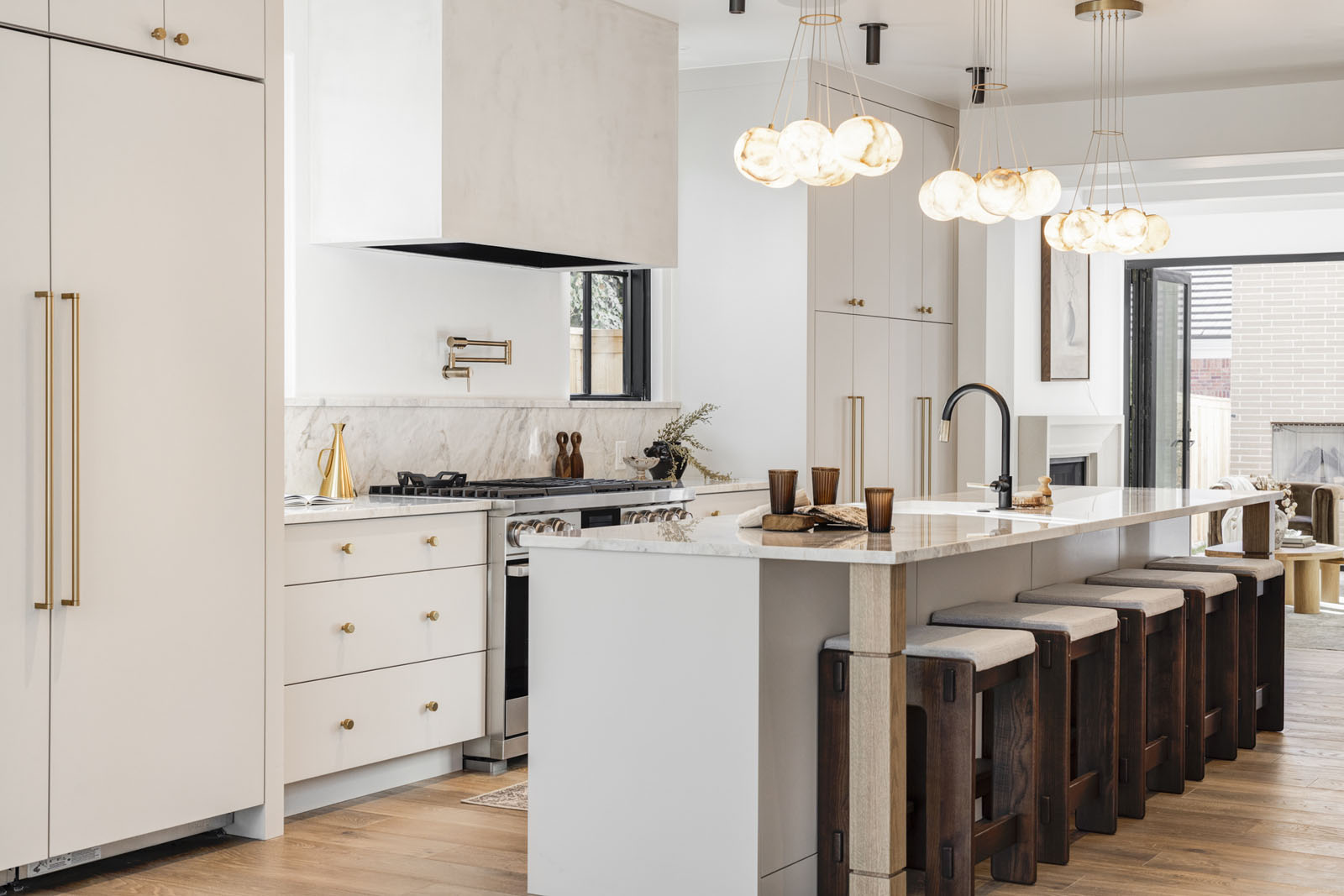 All white kitchen with an island