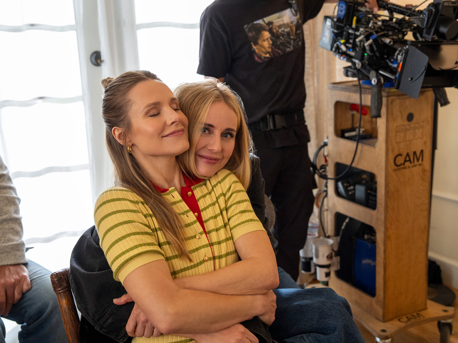 Kristen Bell and Justine Lupe hugging