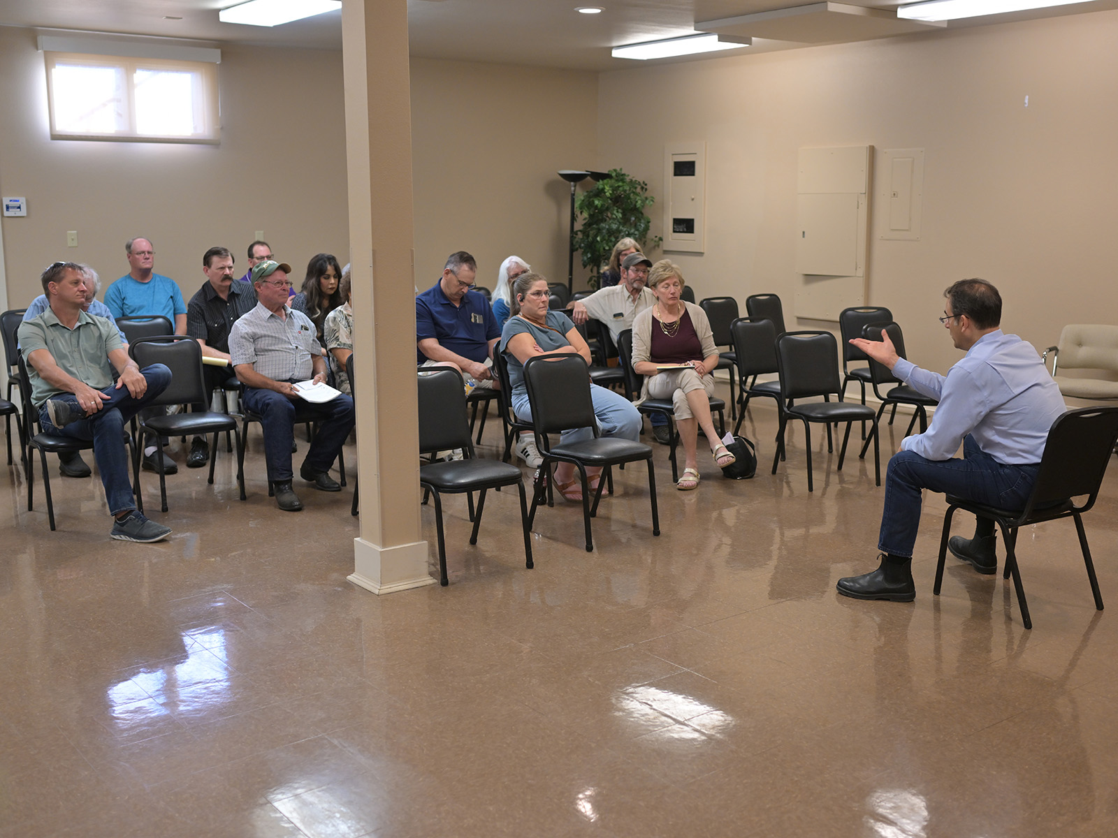 Colorado Attorney General Phil Weiser meets with Coloradans in Julesburg who are worried about the Perkins County Canal