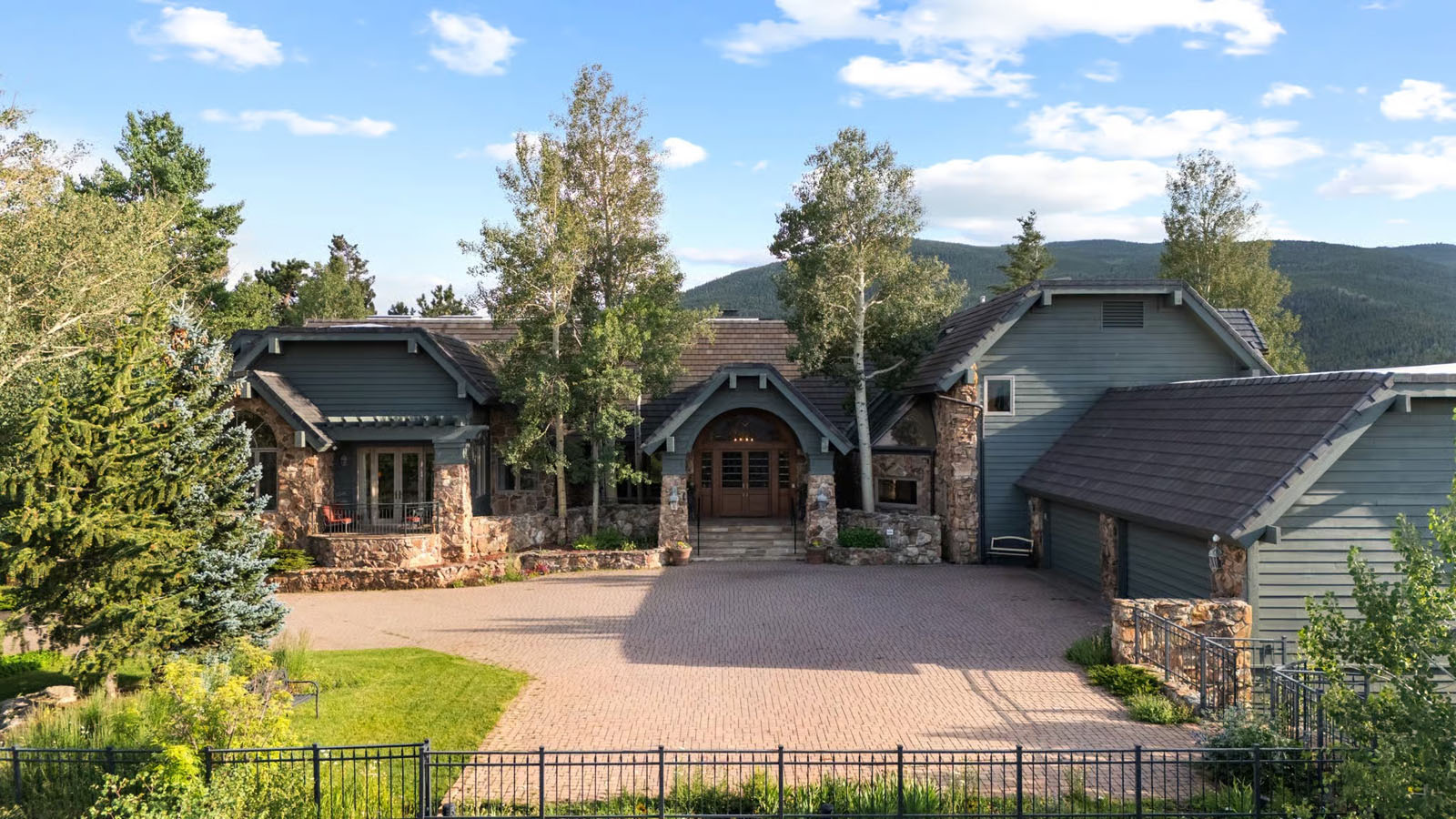 Facade of a sprawling mountain home