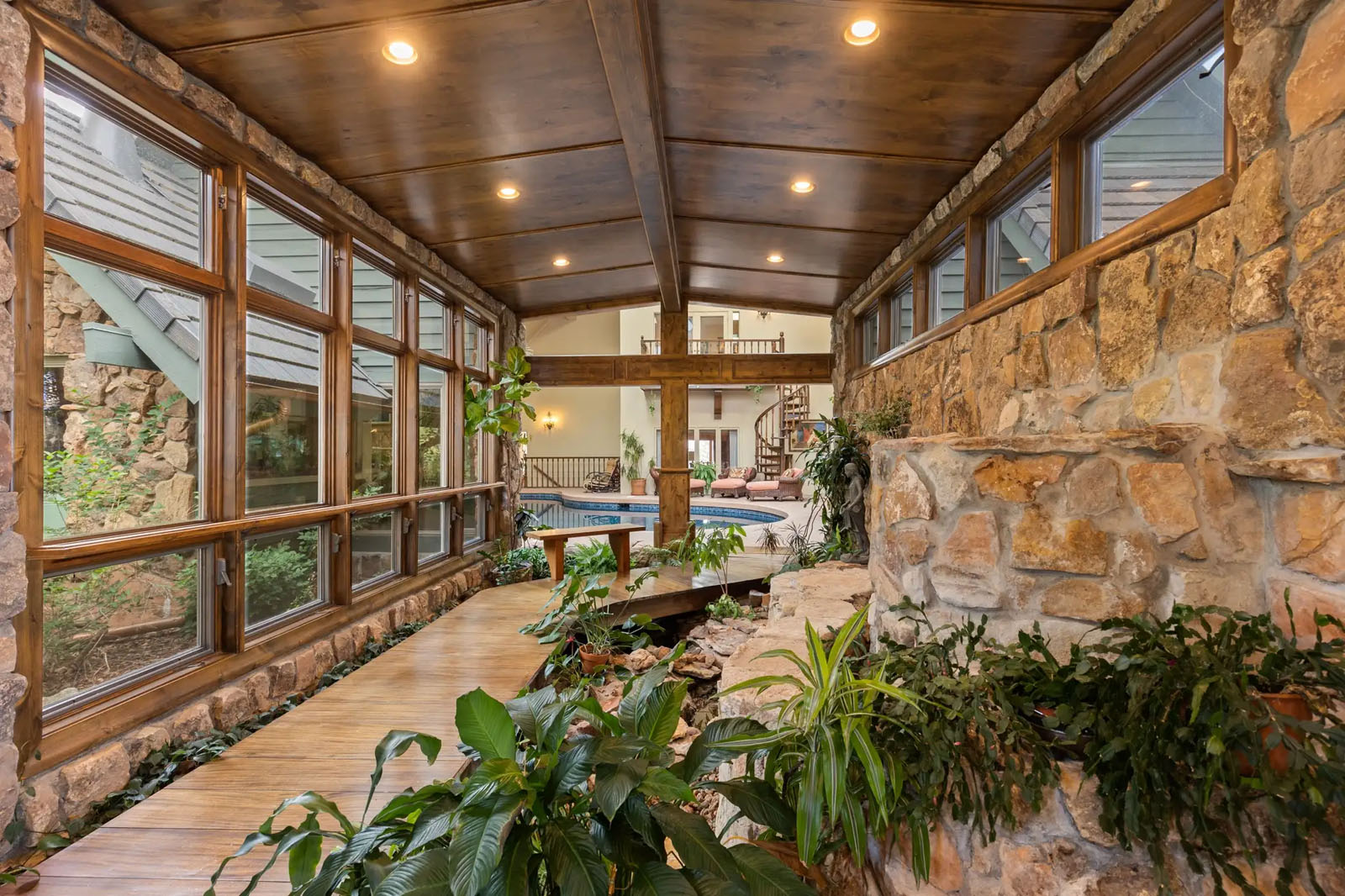 Enclosed stone patio