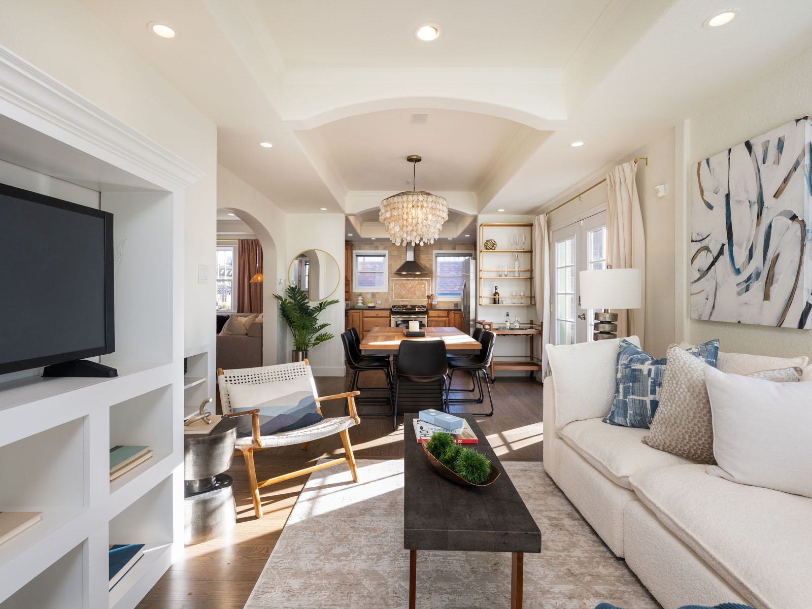 Living room and dining room