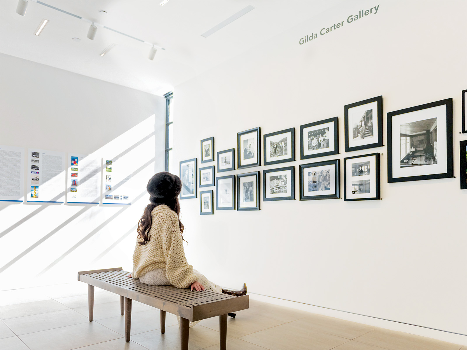 A woman looking at art