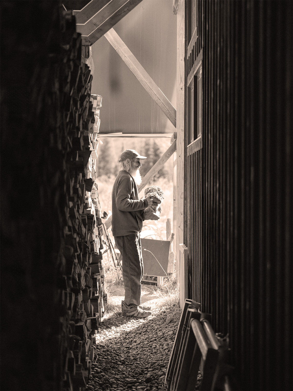 Billy Barr gathers firewood