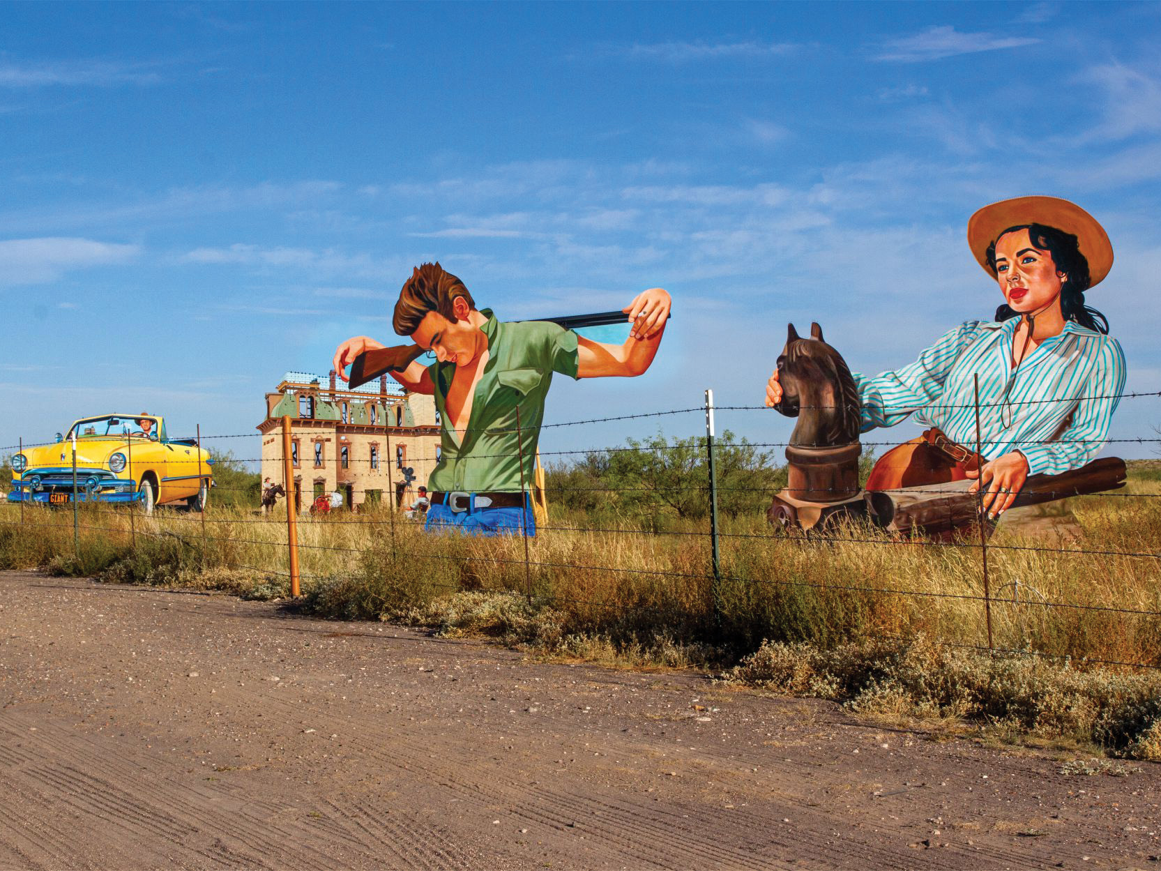 Art along a dirt road in Texas