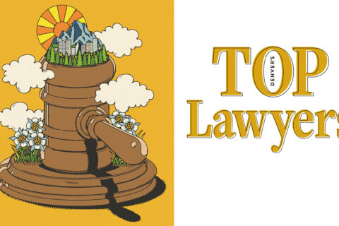 Illustration of a gavel with Colorado on top