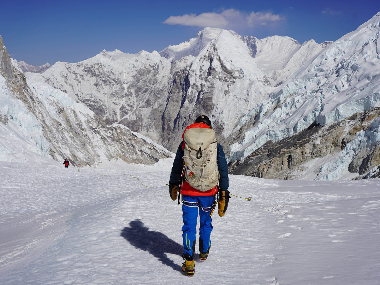 Man climbing Mount Everest