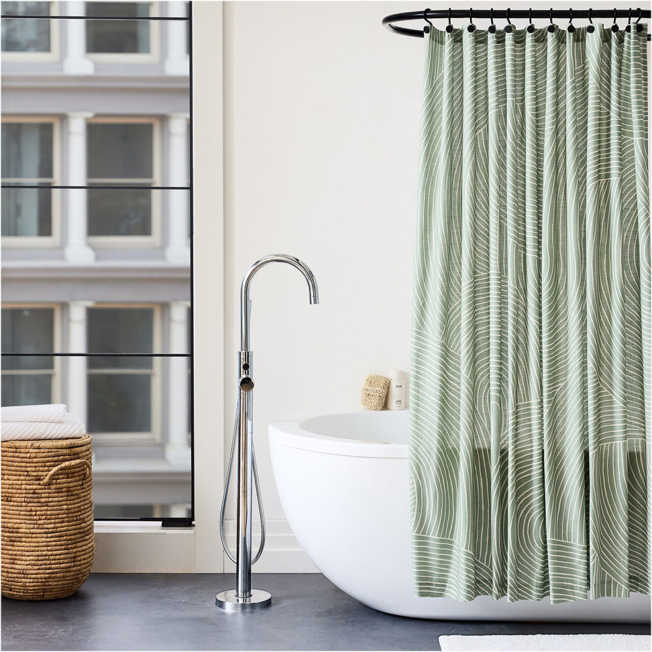 Green swirl shower curtain