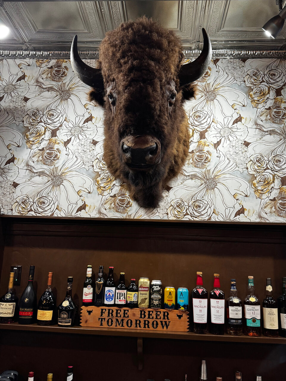 A bison head at Old Dillon Inn