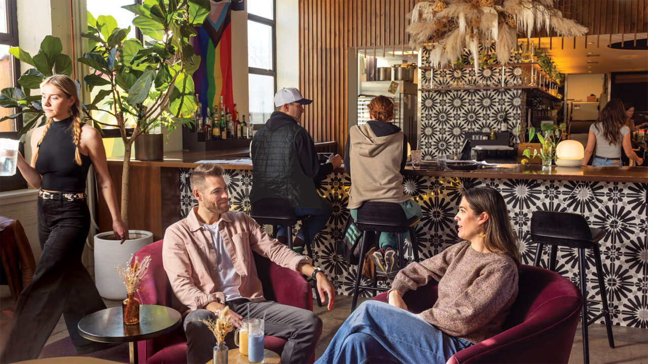 People mingling at coffeeshop Nest