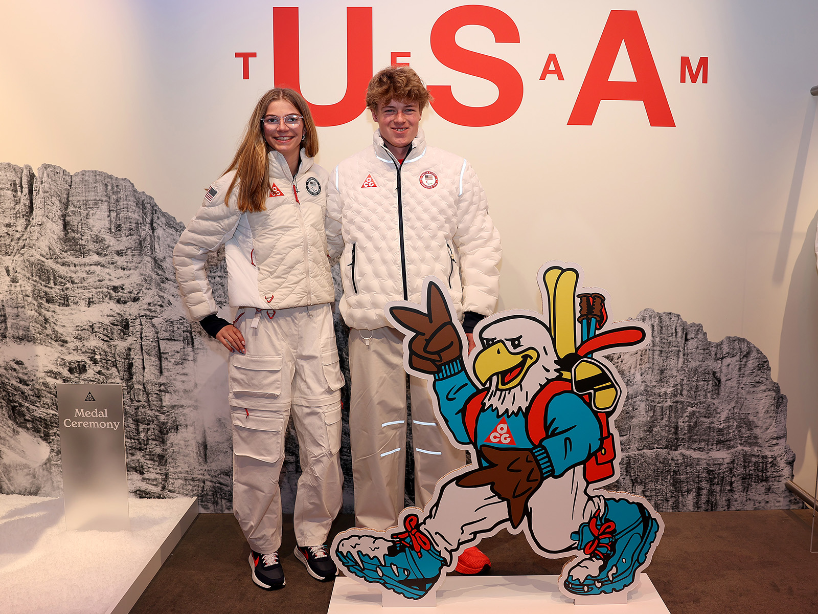 Meg Gustafson and Spenser Gustafson pose for a picture in the Nike Experience