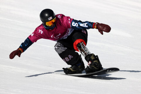 Noah Elliott competes in snowboard cross