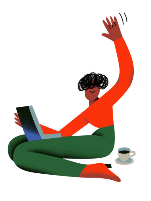Illustration of a woman on a laptop