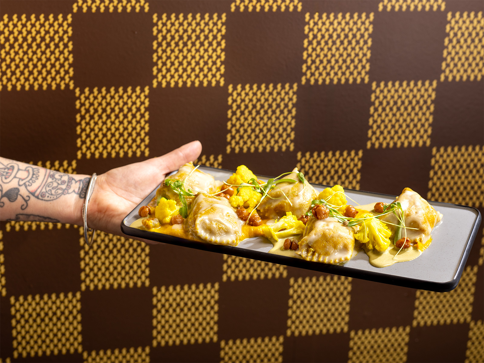 The samosa agnolotti at Boombots Pasta Shop