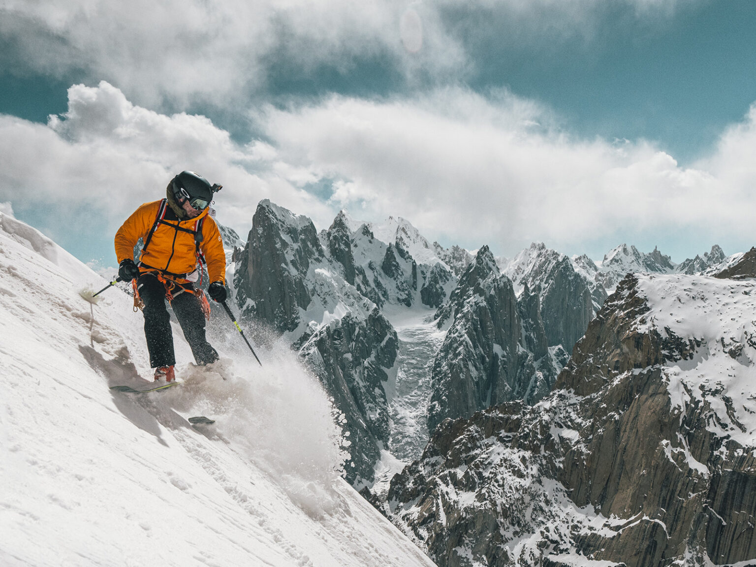 Jim Morrison skiing the Great Trango Tower in northern Pakistan