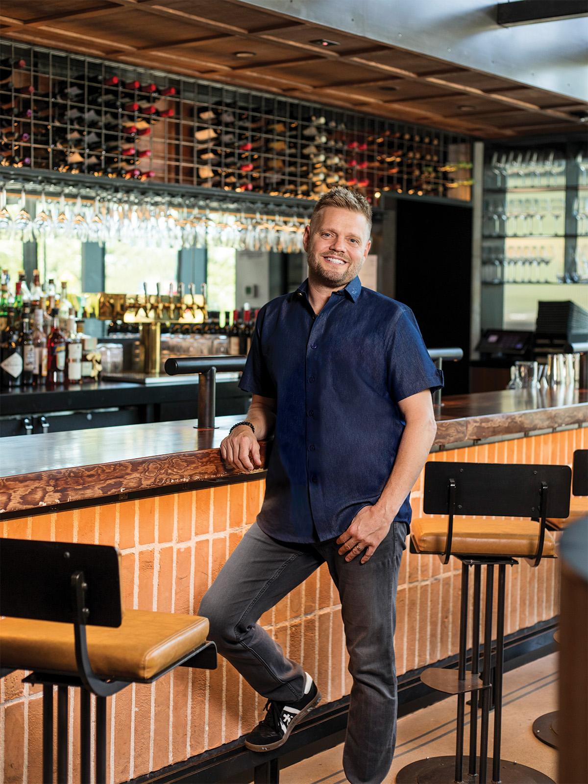 Chef-restaurateur Lon Symensma poses inside Gusto, his Italian concept in West Colfax