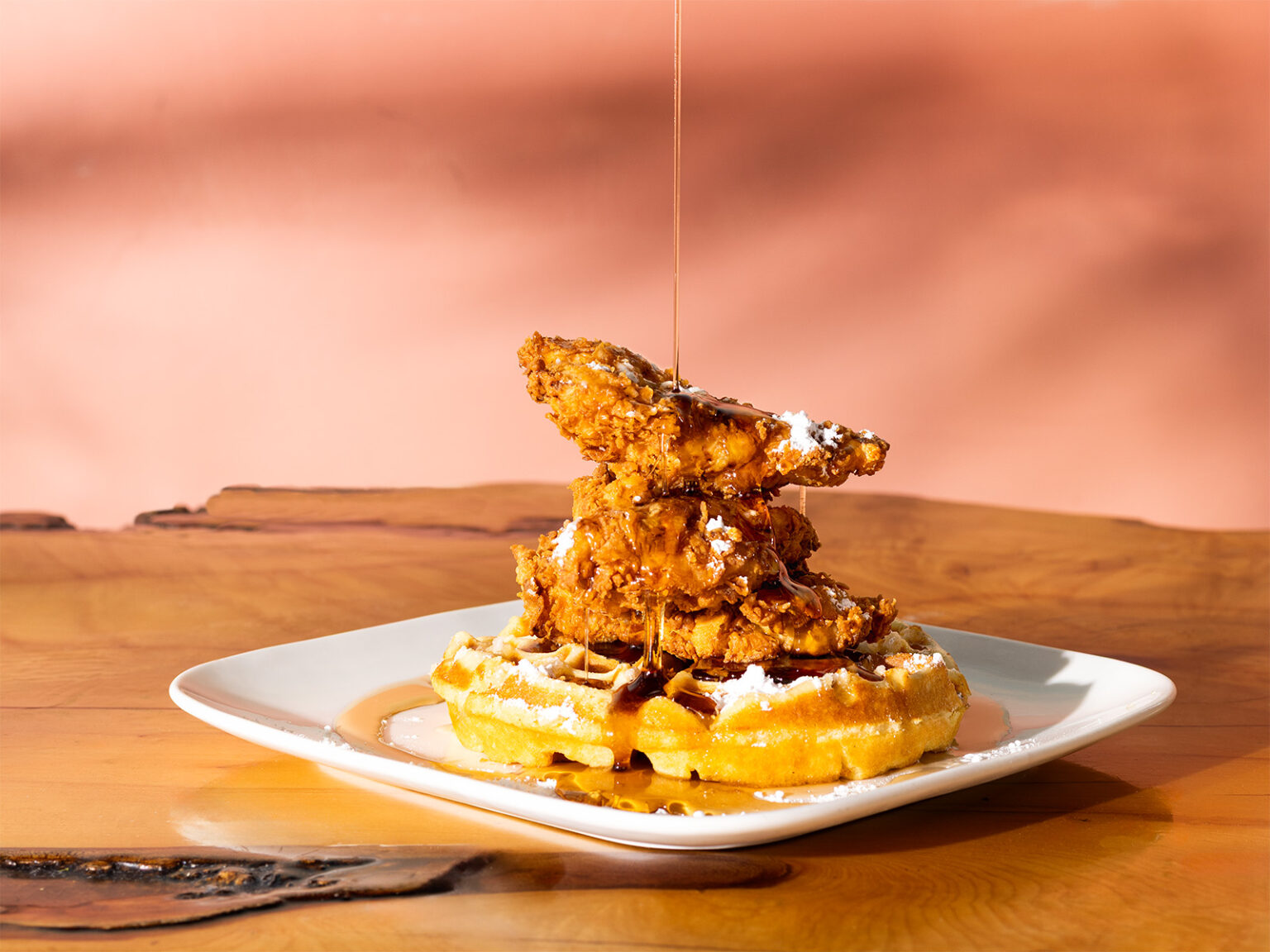 Fried chicken on a waffle