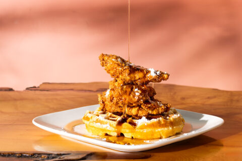 Fried chicken on a waffle