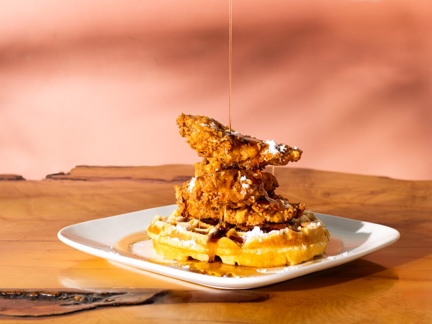 Fried chicken on a waffle
