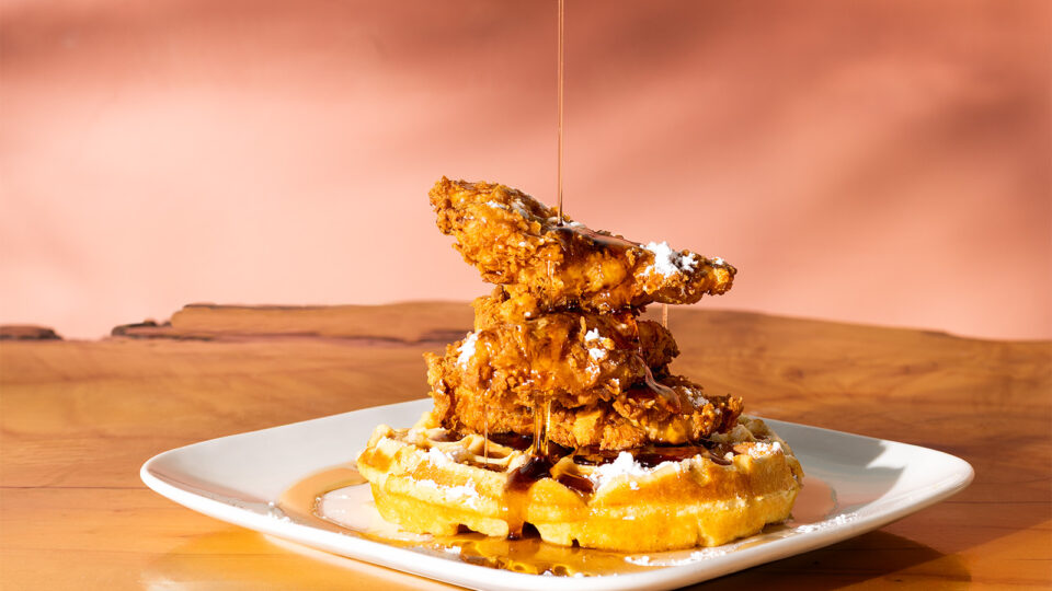 Fried chicken on a waffle