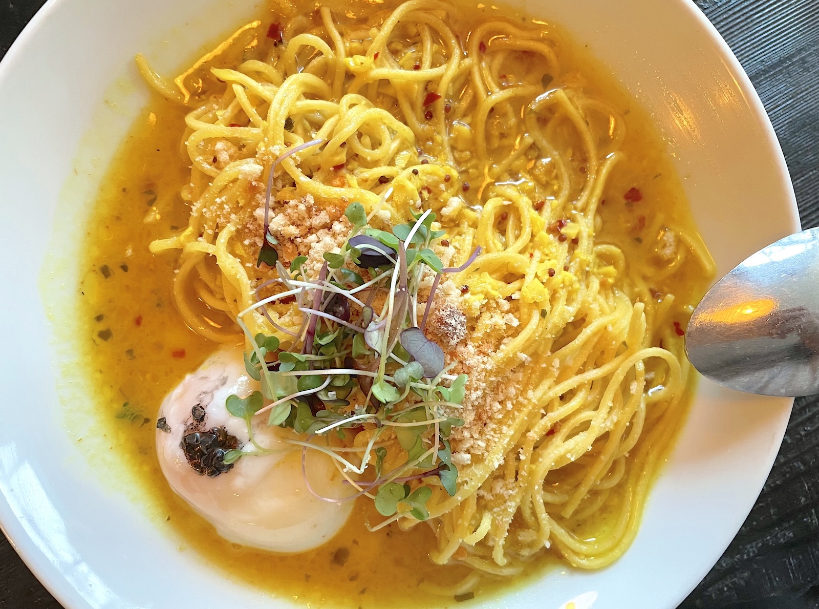 Pasta al aglio e olio with Indian spices