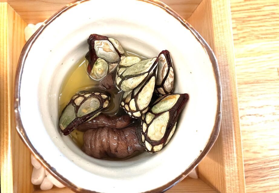 Precebes (gooseneck barnacles) in a white dish