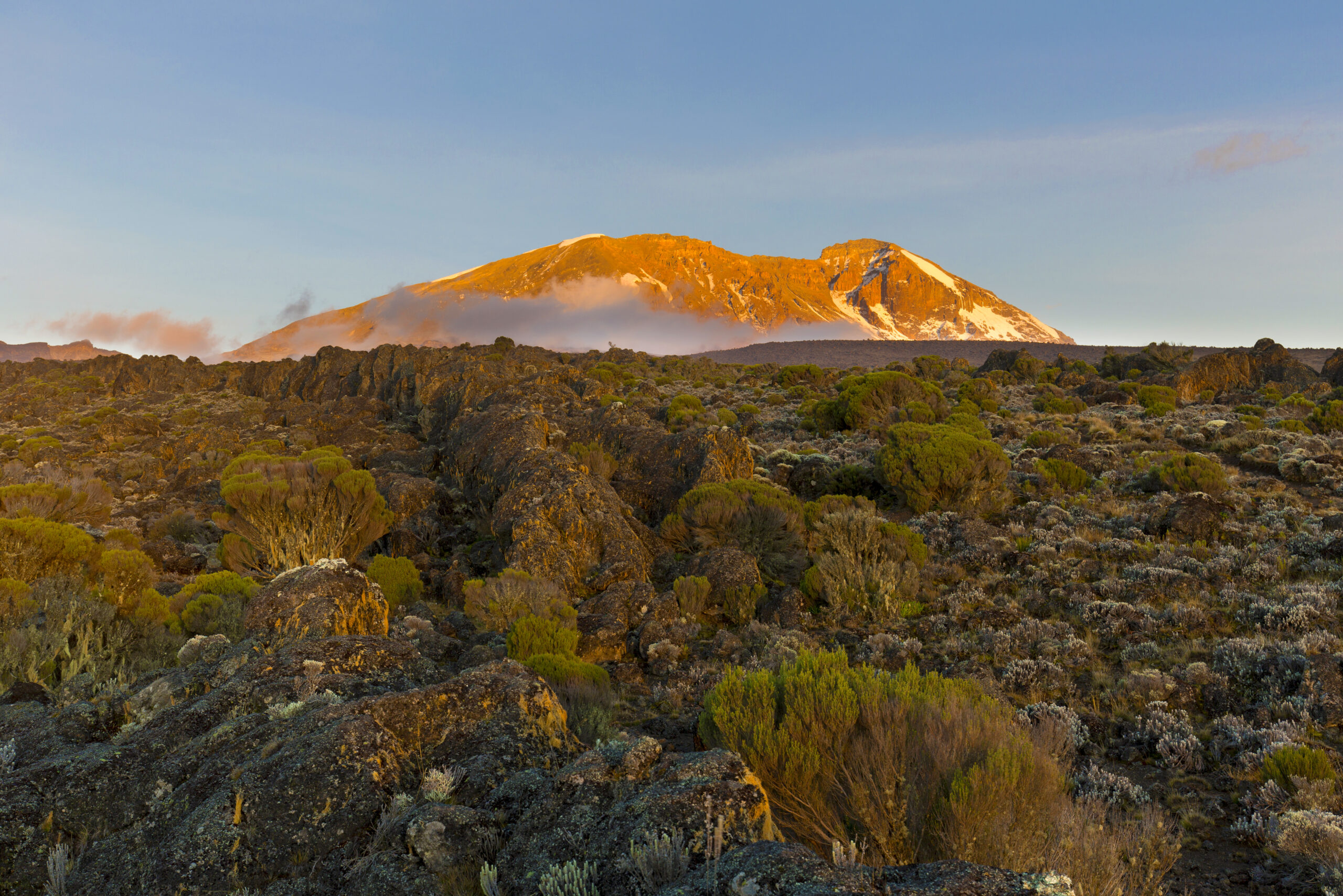 Sunset on Mount Kilimanjaro in Tanzania, Africa.