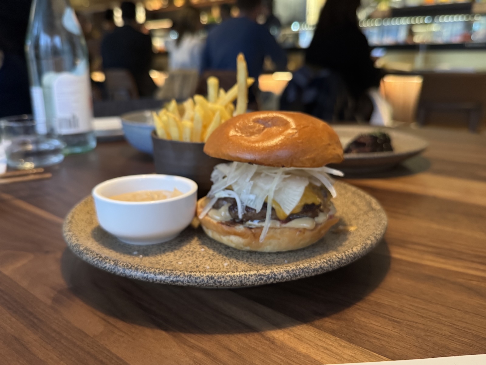 A burger on a plate