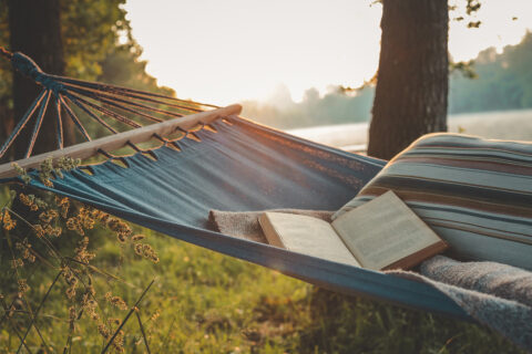 An open book on a hammock
