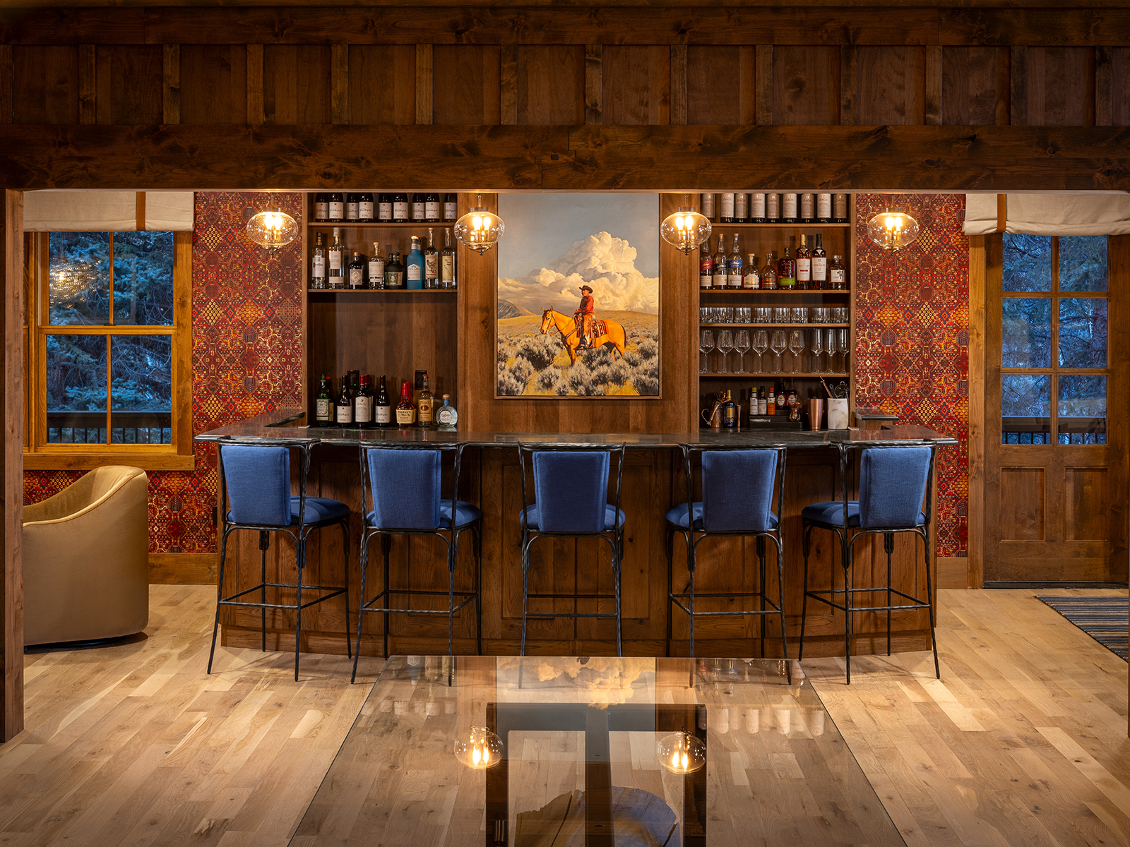 The bar inside the Lodge.