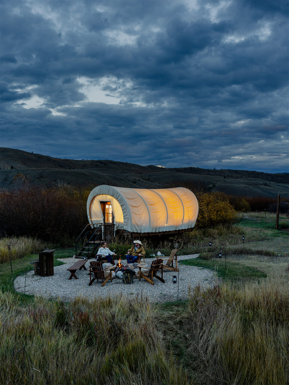 A Conestoga wagon called the Outpost at C Lazy U Ranch